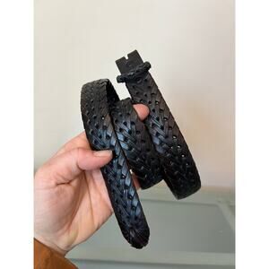 diagonal double braided leather belt dark brown and black 32"-36" waist